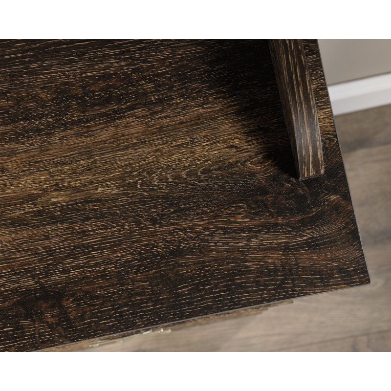 Iron Oak Finish Adjustable Bookcase with Cubbyhole Storage