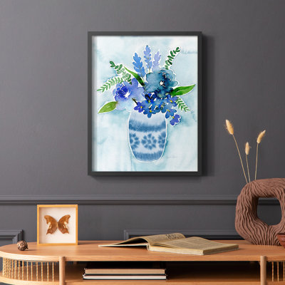 «Blue Bouquet II», reproduction encadrée - bois massif