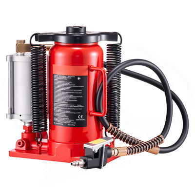 Air Hydraulic Bottle Jack, 20 Ton (44092 Lbs) Capacity, 10.2-19.5 Inch Lifting Range, Pneumatic/Manual Heavy Duty Welded Bottle Jack With Pump For Car, SUV, Pickup, Truck, RV, Auto Repair, Red