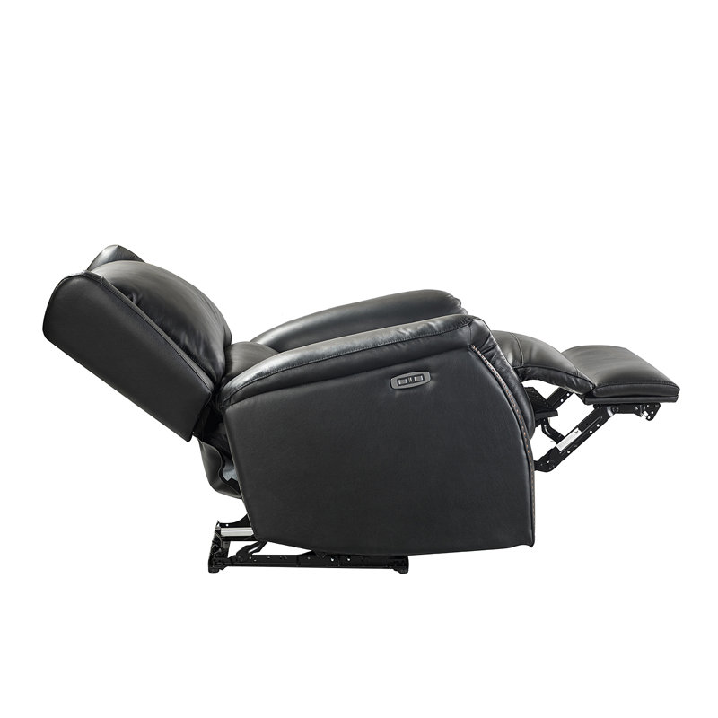 Fauteuil inclinable électrique en cuir véritable Domingo, Noir