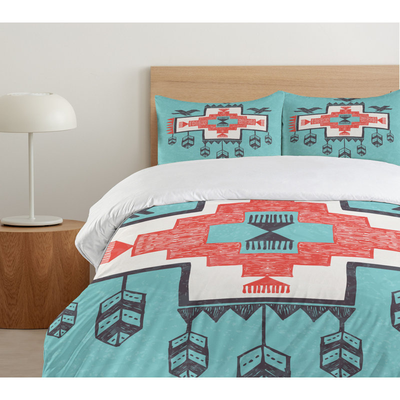 Native American Eclectic Geometric Shapes Duvet Cover, King Duvet Cover
