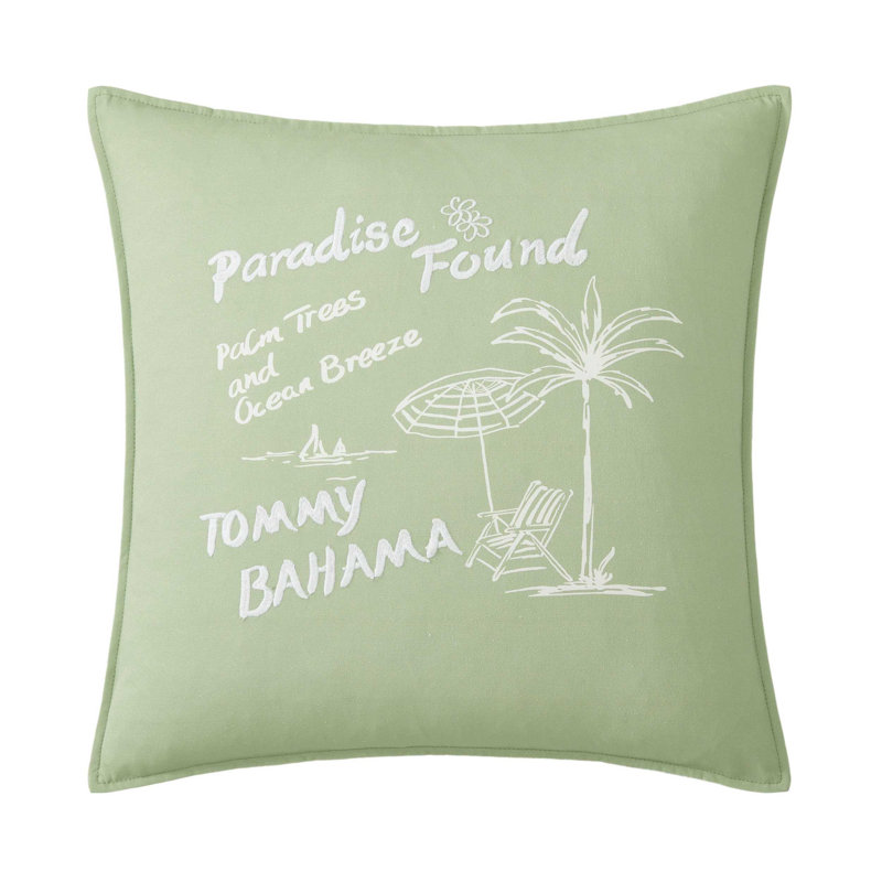 Coussin décoratif en coton Tommy Bahama Paradise Found, Paradis trouvé vert, Carré 20 po