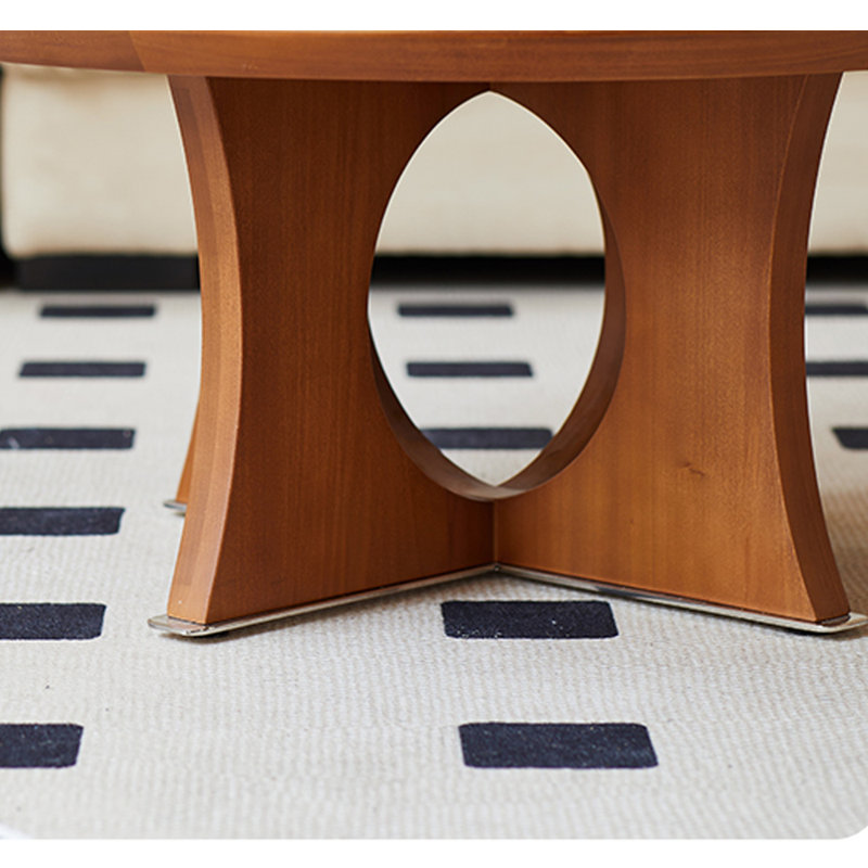 Solid Wood Slab Round Coffee Table