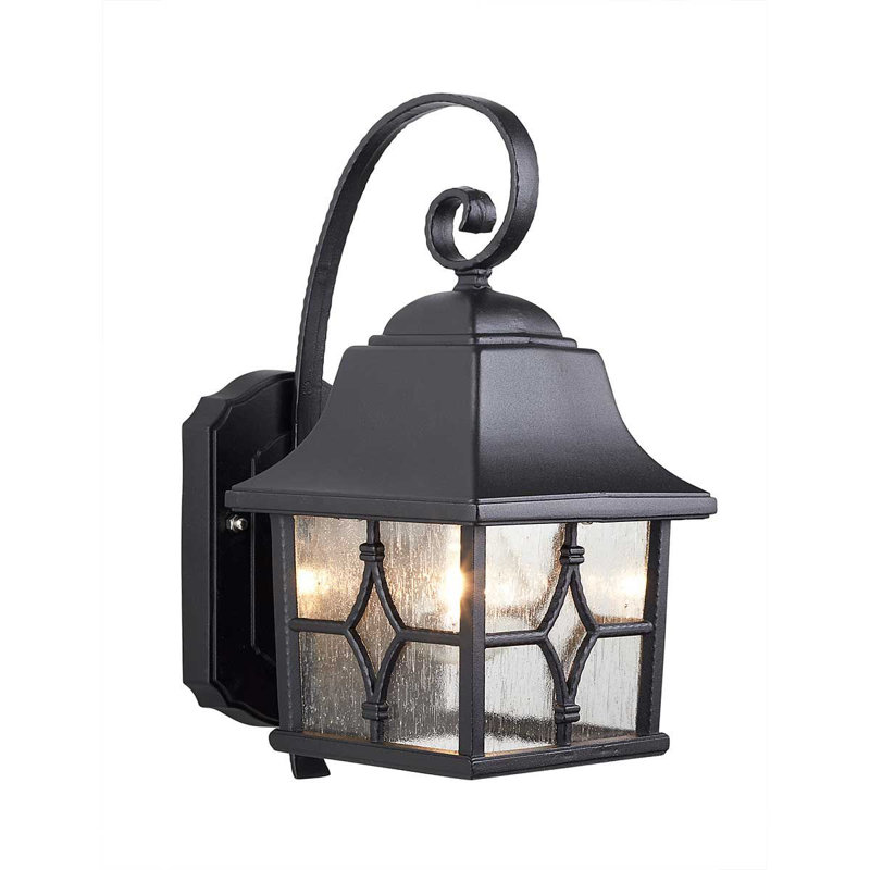 Hetherington Black 32.8cm H Frosted Glass Outdoor Wall Lantern