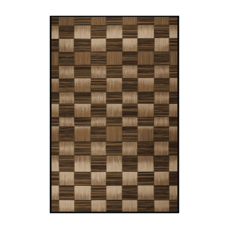 Machine Washable Botanical Brown Area Rug, Rectangle 5' x 8'