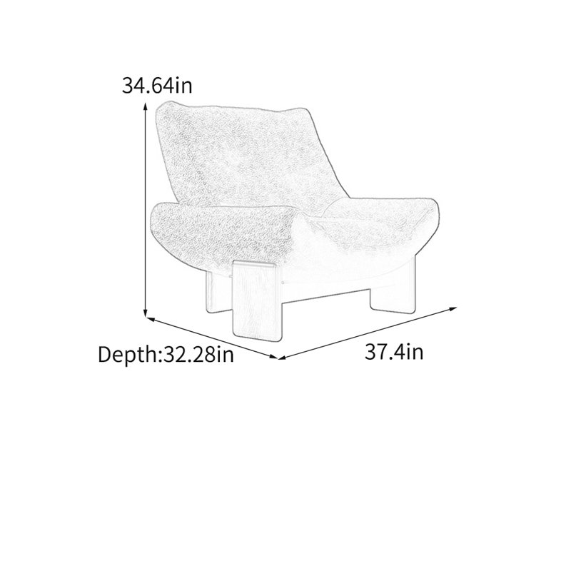 Fauteuil décontracté en molleton léger de luxe léger, Peluche beige