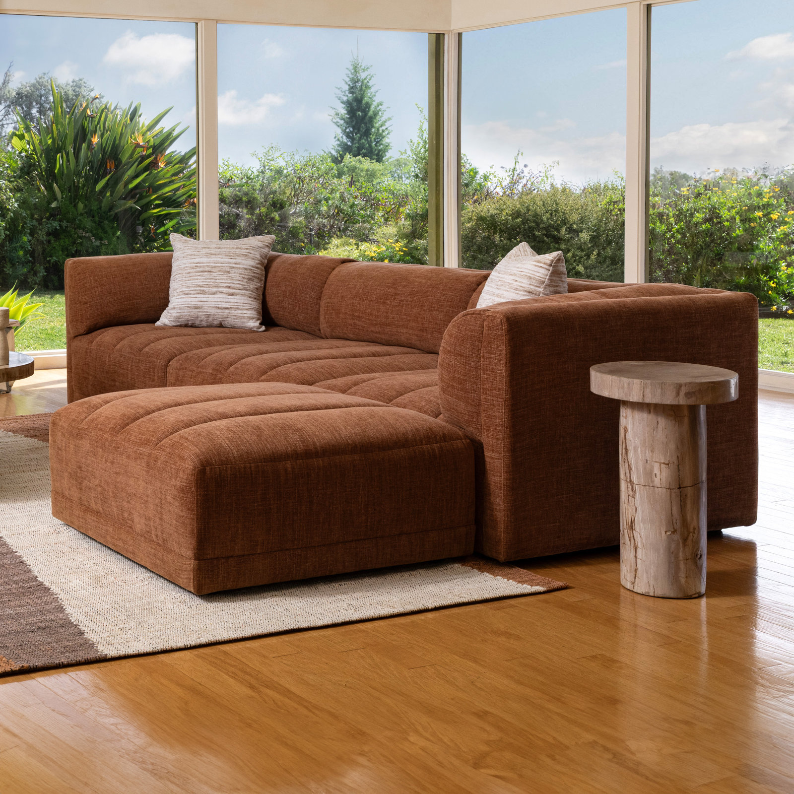 Lula 113" Wide Upholstered Sofa, Terracotta, Orange