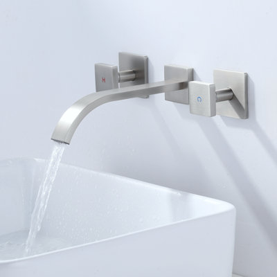 Robinet pour salle de bain à deux poignées en laiton massif Waterfall