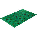 Overdyed Hand-Knotted Wool Modern-Contemporary Green Area Rug 9' 10" x 14' 10"