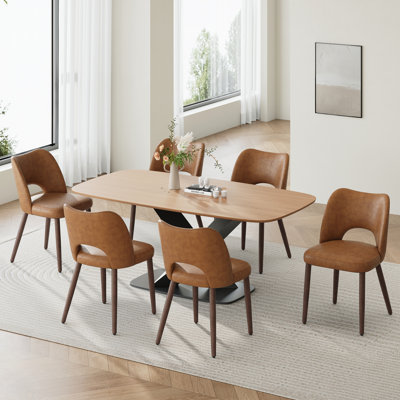 Modern Upholstered Dining Chair with Solid Wood Legs