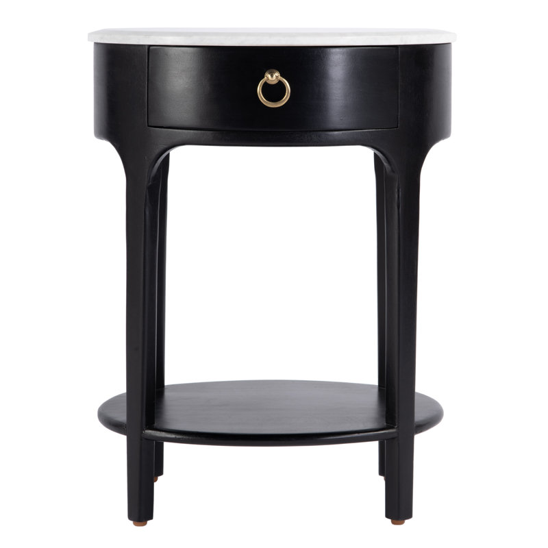 Ellen Marble Nightstand, Black