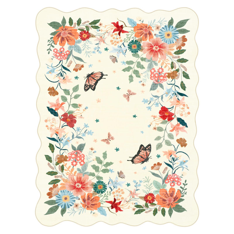 Tapis ultra-fin à motif floral Kaldi Boho, Rectangle 9 pi x 12 pi