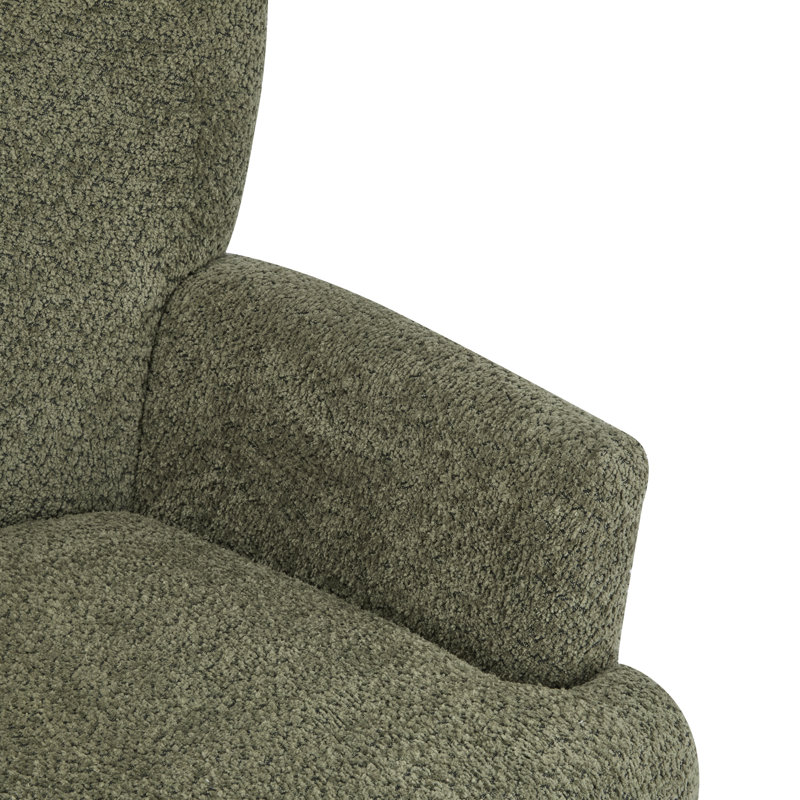 Fauteuil club rembourré Fleckenstein Boucle, Vert olive
