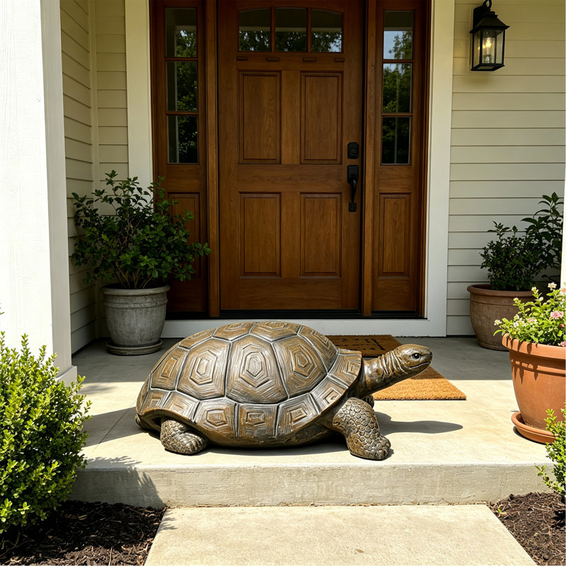 Figurine de tortue réaliste de 30,51 po de long, statue de tortue en résine haute de 11,22 po, grande sculpture de jardin d'extérieur pour décoration naturelle et thématique