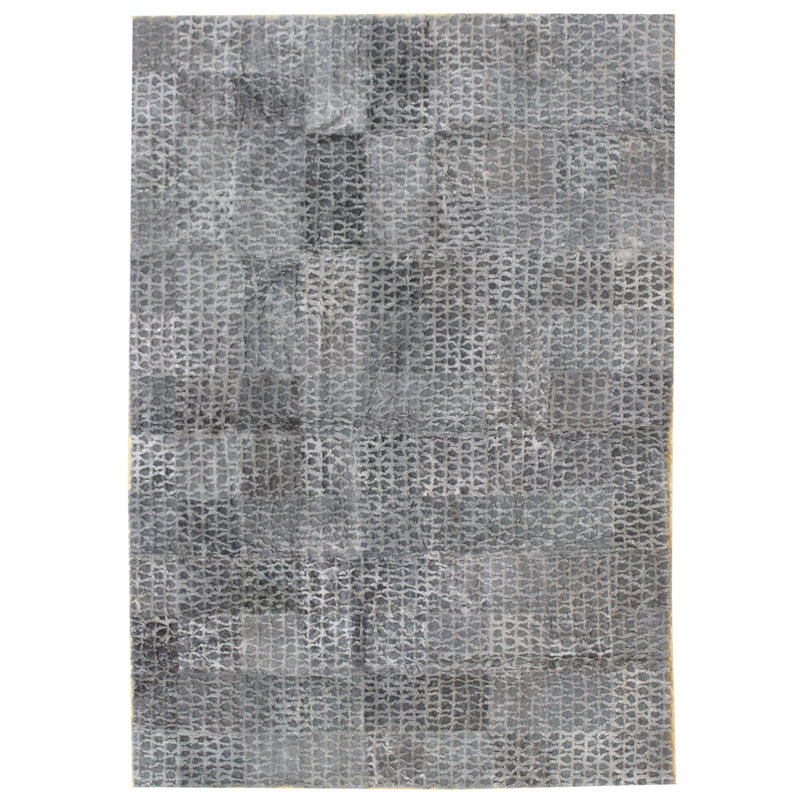 Sheepskin Geometric Area Rug in Gray