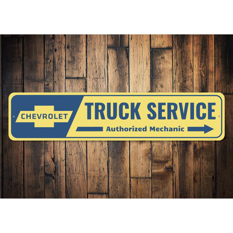 Enseigne en aluminium Chevy Truck Service, H 4 po x l 18 po x P 0,04 po
