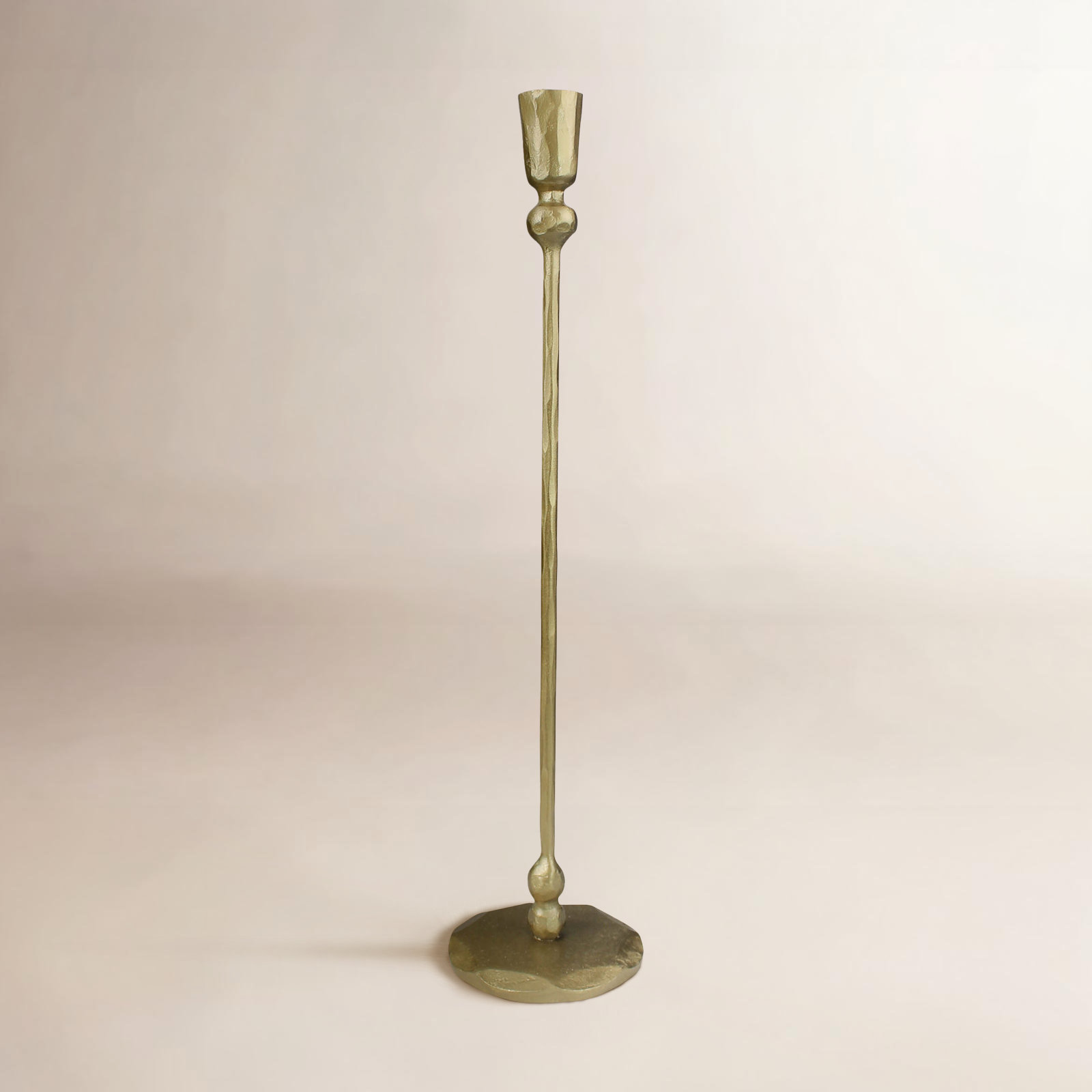 Iron Candlestick Holder, 16" H x 3.5" W x 3.5" D