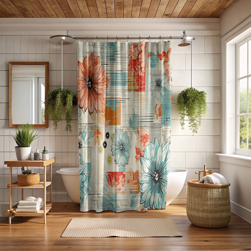 Classic Blossom - Rideau de douche Premium, H 74 po x l 71 po