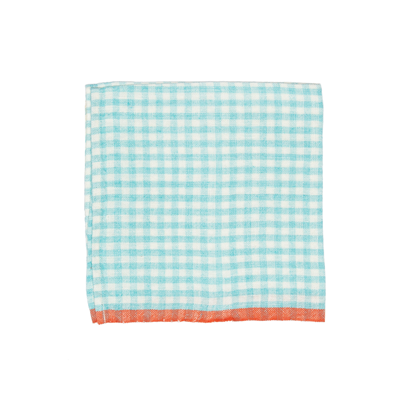 Blockton 20" Linen Napkin, Aqua/Orange