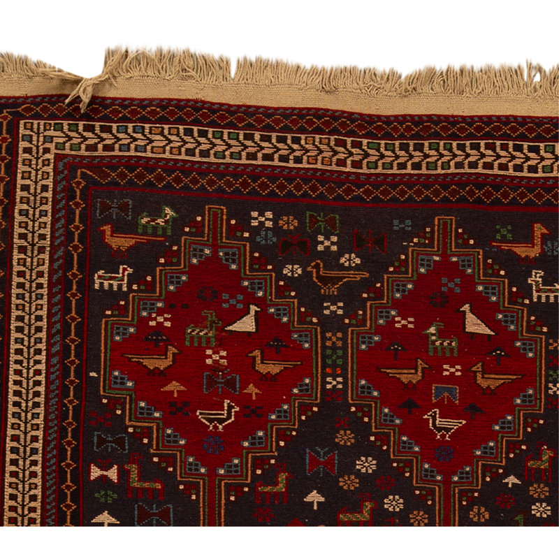 Hand Knotted Wool Area Rug in Red
