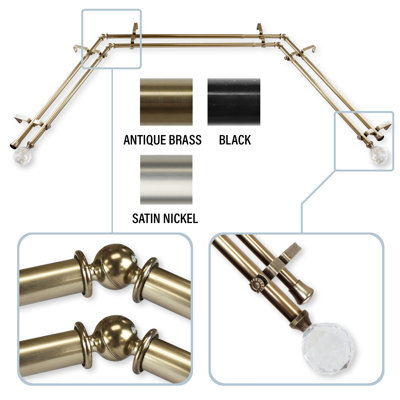 Santini Adjustable Bay Window Double Curtain Rod