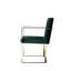 Fauteuils de salle à manger/chambre à coucher modernes en velours capitonné Dexter – Fauteuils d'intérieur avec pieds en acier doré ou argenté – Idéal pour la salle à manger, la chambre ou le salon – Velours vert et pieds dorés-709040502