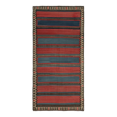 Wool Area Rug in Red/Blue