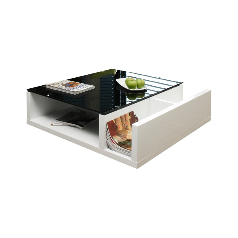 Jazyra Abstract Coffee Table with Storage, Black