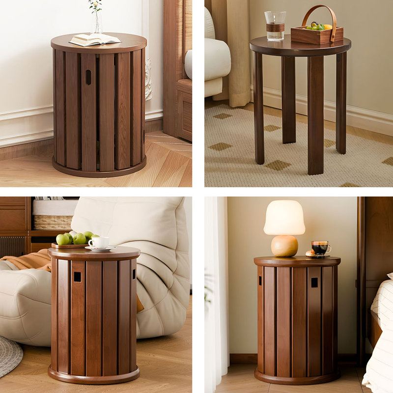 Wooden Stackable Stacking Stool Side Table (set Of 4), Brown