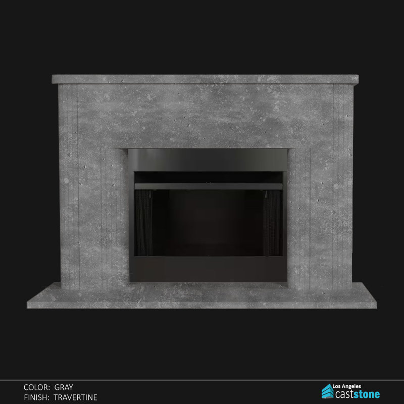 Vereya Fireplace Surround, Gray Travertine