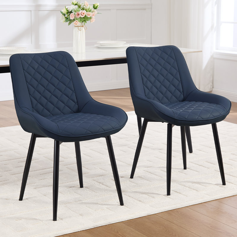 46cm H Upholstered Metal Parsons Chair, Blue, 4
