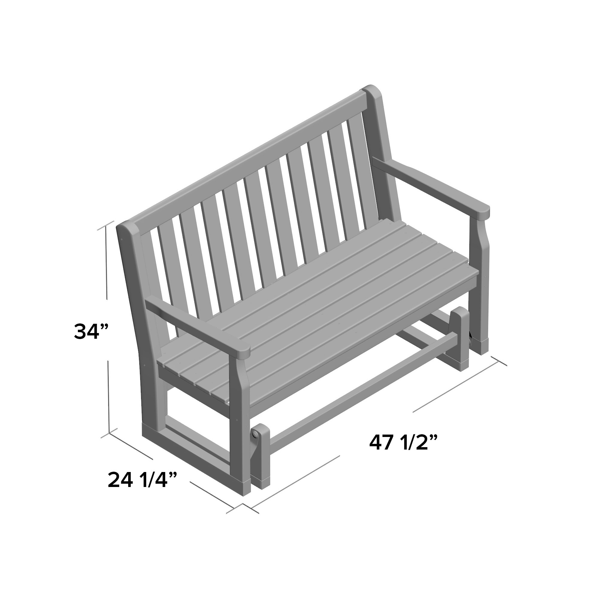 POLYWOOD Traditional Garden 48" Glider, Teak