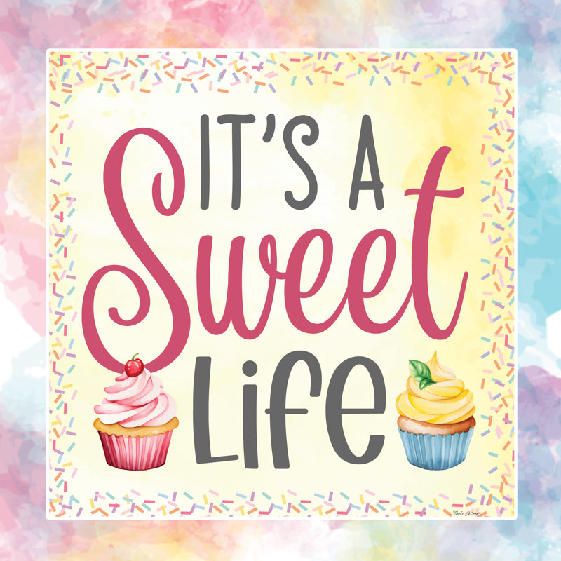 «It's a Sweet Life Cupcake» par Nicole DeCamp, Cadre doré simple, H 30 po x l 30 po