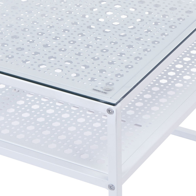 60cm Glass Top Console Table, White