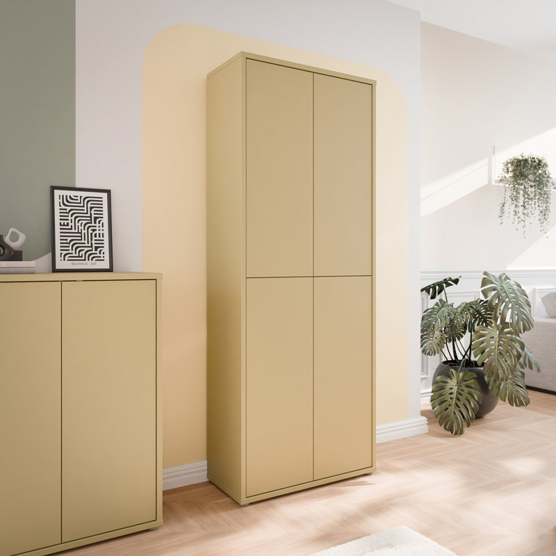 Sabih 26 Pair Shoe Storage Cabinet, butter yellow, 191.9cm H x 74.5cm W x 34.9cm D