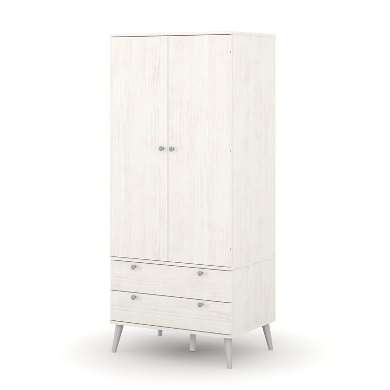 Augusta Curve, 2 door, 2 drawer Wardrobe, White Wax finish