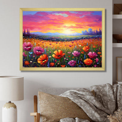 «Calming Pastel Horizon Flowers Fields I», reproduction sur toile