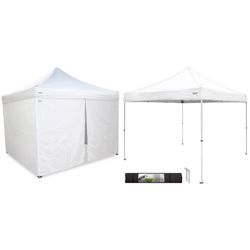 118'' W x 118'' D Steel Pop-Up Canopy, White, 78.70" H x 118" W x 118" D