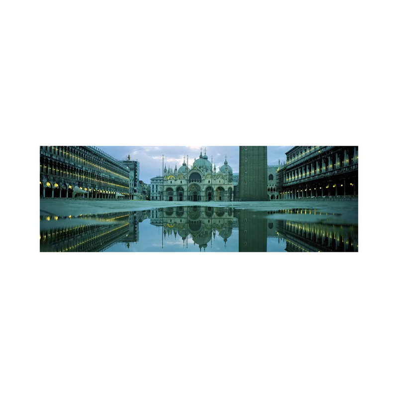 Reflection Of A Cathedral On Water, St. Mark's Cathedral, St. Mark's Square - Wrapped Canvas Panoramic Print