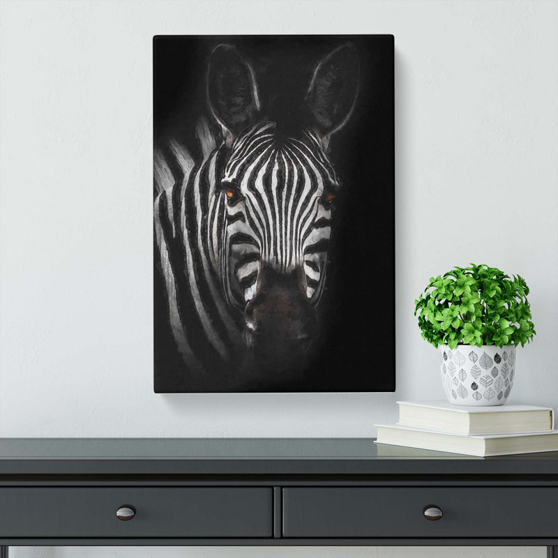 Zebra In The Shadows In Abstract - Wrapped Canvas, 76cm H x 50cm W x 3cm D