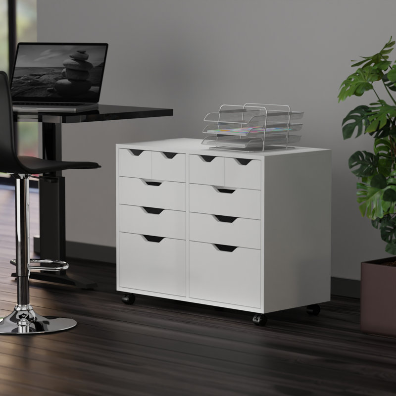 Classeur latéral mobile 8 tiroirs Amonie, Blanc