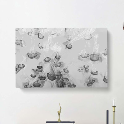 Cluster of Jellyfish in Abstract - Wrapped Canvas