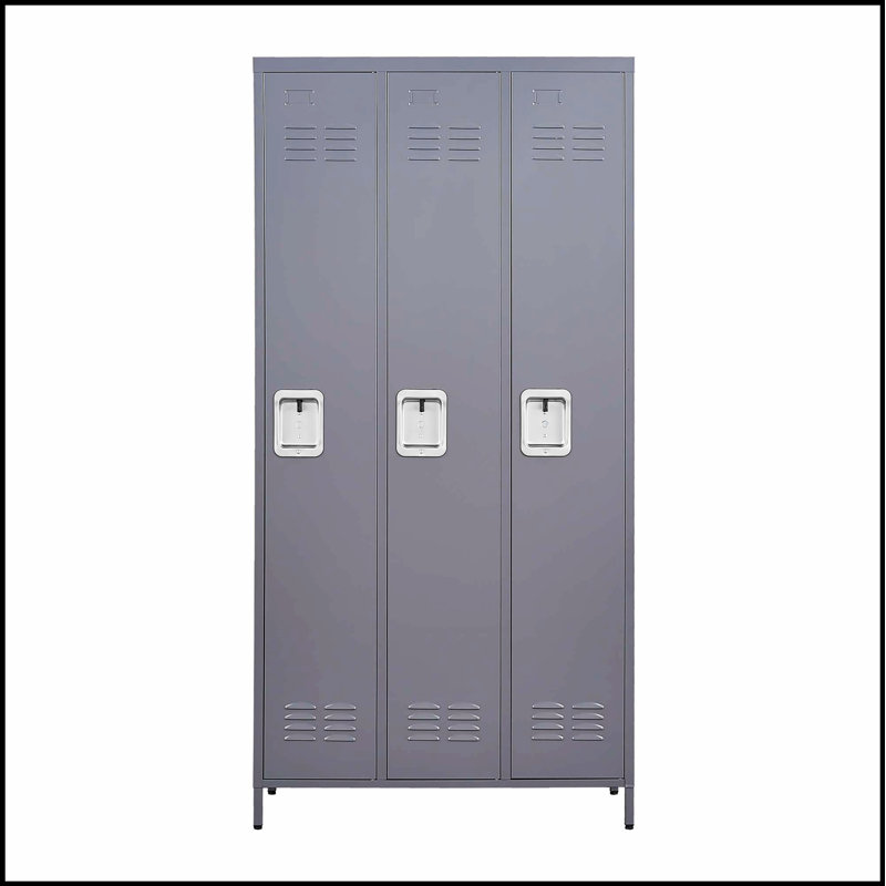 3 casiers en métal à 3 portes de 72 pouces de hauteur avec serrures sécurisées pour le rangement des employés et des personnels