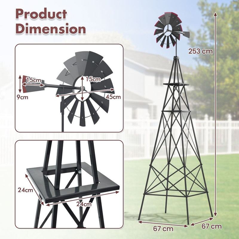 Carmeshia Metal Windmill, Grey