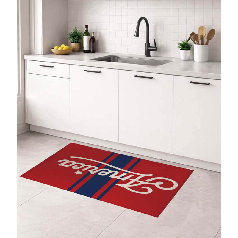 America Low Profile Kitchen Mat, Red, Rectangle 5' x 7'