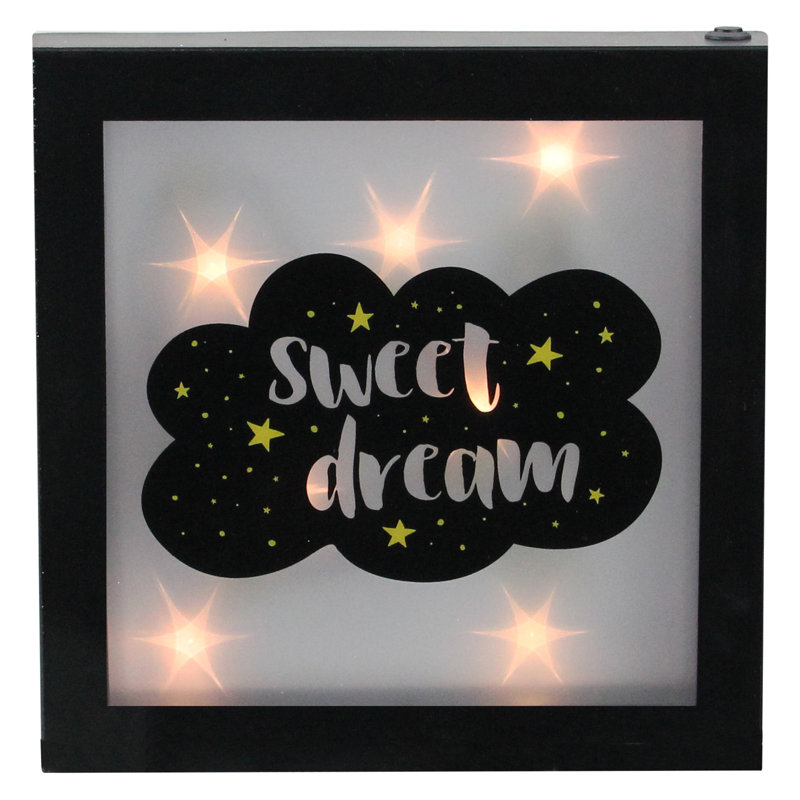 Boîte de lumière de nuit 9 "à DEL avec pile" Sweet Dream "