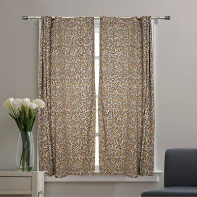 Colored Linen Curtain Timeless Elegance for Your Home Throny Stems, Yellow, Brown