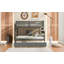 Lit superposé simple au-dessus d'un lit double avec lit gigogne en bois-61782353