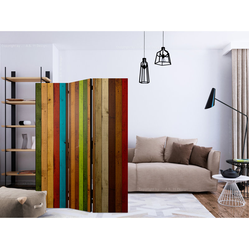 Gwenola 135 cm W x 172 cm H 3 - Panel Solid Wood Folding Room Divider