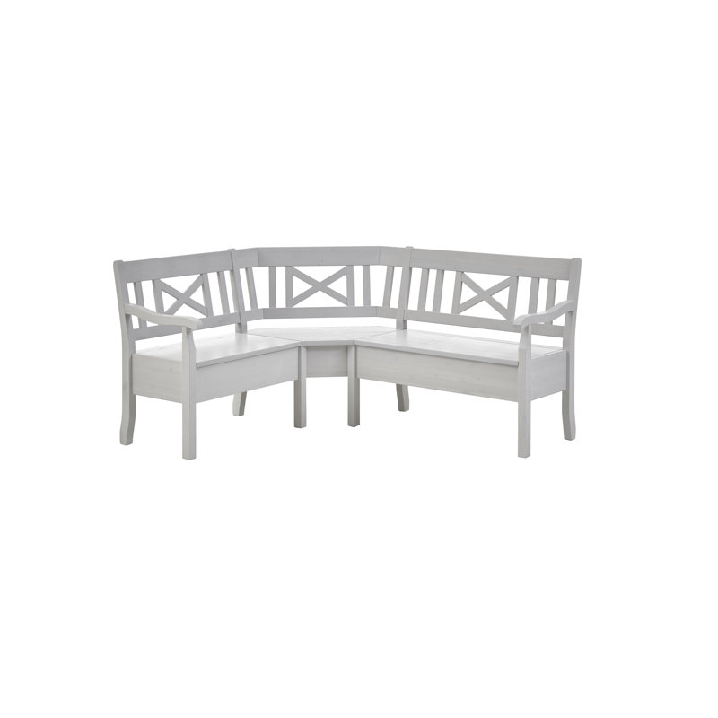 Pols Solid Wood Bench, White, 93cm H x 170cm W x 147cm D